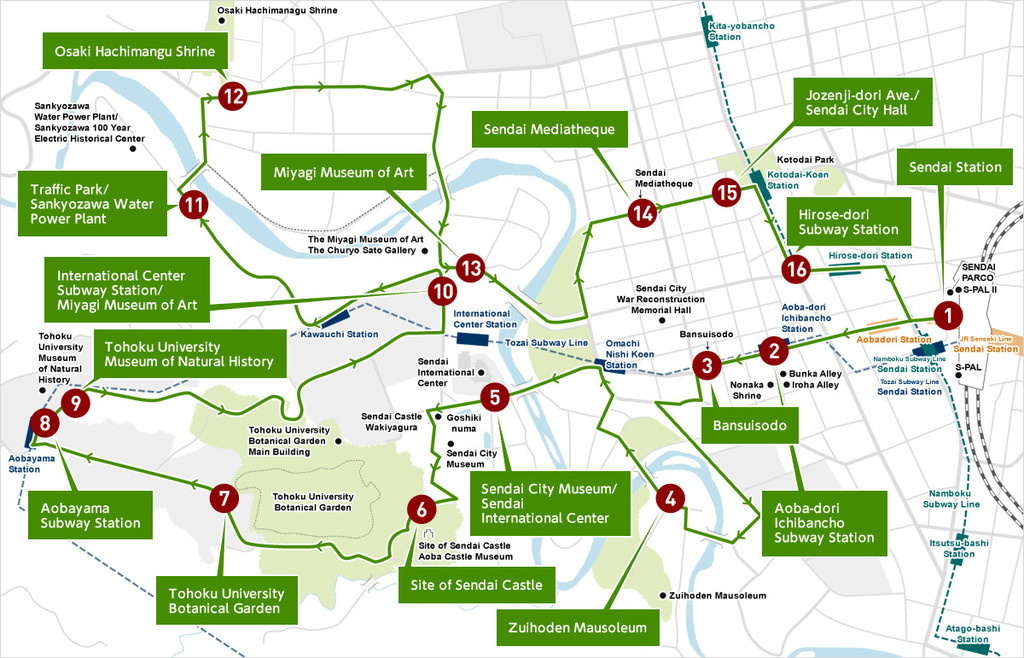 map of Loople Bus Sendai